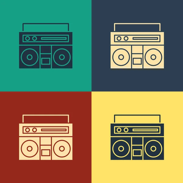 Color Estéreo Casero Con Dos Altavoces Icono Aislado Fondo Color — Vector de stock