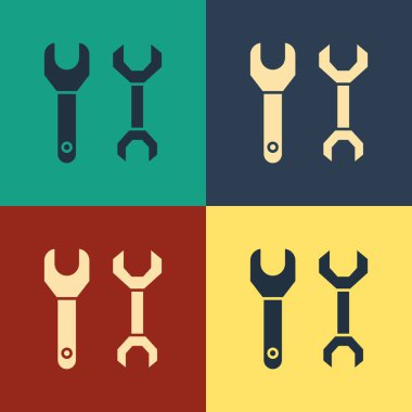 Renk arkaplanında renk anahtarı simgesi izole edildi. Klasik tarzda çizim. Vektör İllüstrasyonu