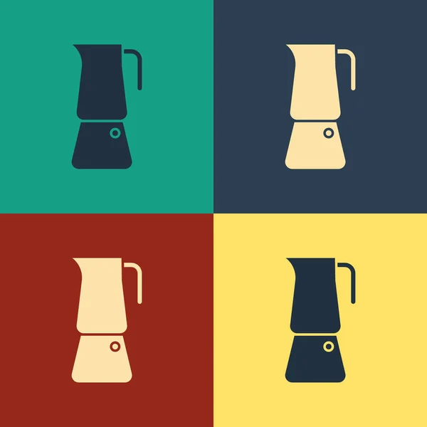 Color Moka Pot Icon Isolated Color Background Coffee Maker Vintage — 图库矢量图片