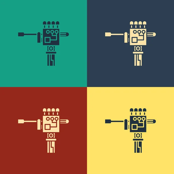 Colore Icona Robot Meccanico Mano Cacciavite Strumento Isolato Sfondo Colore — Vettoriale Stock