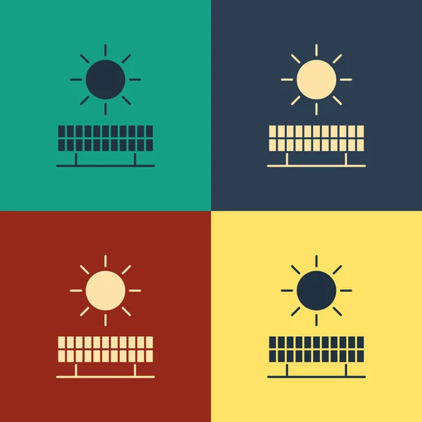 Cor Painel Energia Solar Ícone Sol Isolado Fundo Cor Desenho — Vetor de Stock