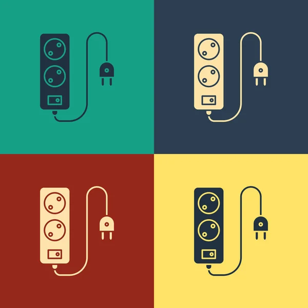Color Electric Extension Cord Icon Isolated Color Background Power Plug — Stock Vector