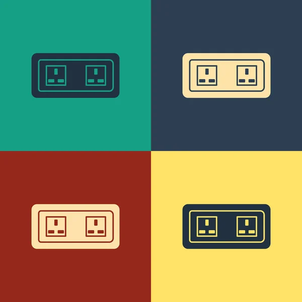 Barva Ikona Elektrické Zásuvky Izolované Barevném Pozadí Zásuvka Symbol Rosetty — Stockový vektor