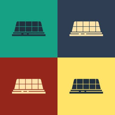 Renkli arka planda renkli taksi çatı simgesi izole edildi. Klasik tarzda çizim. Vektör İllüstrasyonu