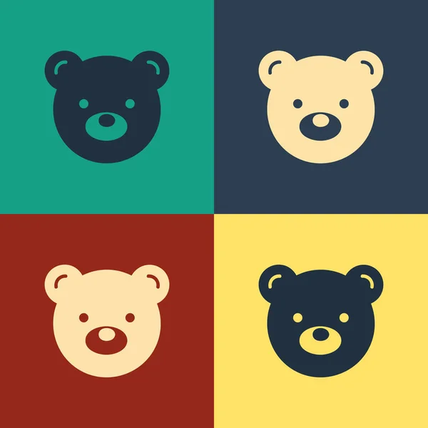Farbe Teddybär Plüschtier Symbol Isoliert Auf Farbigem Hintergrund Vintage Stil — Stockvektor
