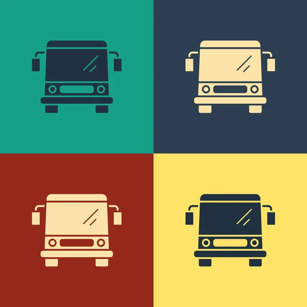 Farbiges Bussymbol Isoliert Auf Farbigem Hintergrund Transportkonzept Busfahrt Verkehrsschild Tourismus — Stockvektor