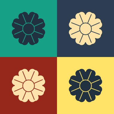 Renk arka planda yalıtılmış Renk Çiçeği simgesi. Vintage tarzı çizim. Vektör İllüstrasyonu