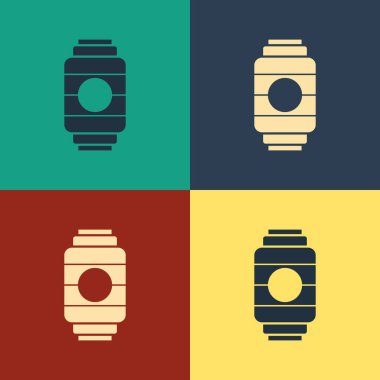 Color Japanese paper lantern icon isolated on color background. Vintage style drawing. Vector Illustration