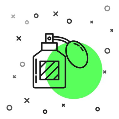 Beyaz arka planda siyah çizgi tıraş losyonu ikonu izole edildi. Parfüm spreyi ikonu. Erkek parfüm şişesi. Vektör İllüstrasyonu