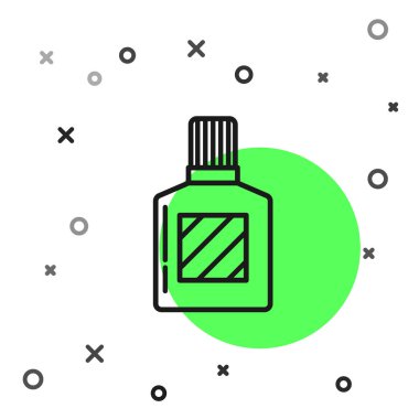 Beyaz arka planda siyah çizgi tıraş losyonu ikonu izole edildi. Parfüm spreyi ikonu. Erkek parfüm şişesi. Vektör İllüstrasyonu