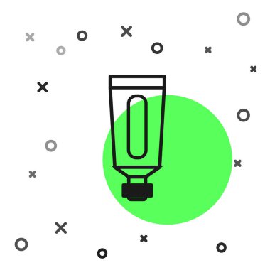 Beyaz arka planda siyah çizgi kremi ya da losyon kozmetik tüp ikonu izole edilmiş. Erkekler için vücut bakım ürünleri. Vektör İllüstrasyonu