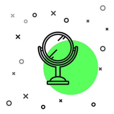 Siyah çizgili el ayna simgesi beyaz arkaplanda izole edildi. Vektör İllüstrasyonu