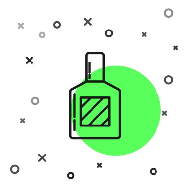 Beyaz arka planda siyah çizgi tıraş losyonu ikonu izole edildi. Parfüm spreyi ikonu. Erkek parfüm şişesi. Vektör İllüstrasyonu