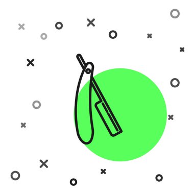 Beyaz arkaplanda siyah çizgili bir ustura simgesi var. Berber dükkanı sembolü. Vektör İllüstrasyonu