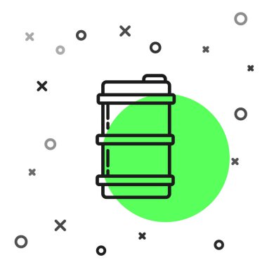Siyah çizgi metal bira fıçısı ikonu beyaz arkaplanda izole edilmiş. Vektör İllüstrasyonu