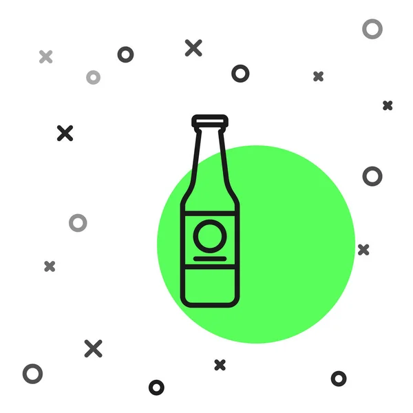 Black Line Beer Bottle Icon Isolated White Background Vector Illustration — Stock Vector