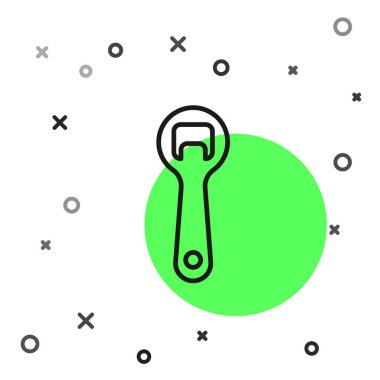 Siyah çizgi şişe açacağı simgesi beyaz arkaplanda izole edildi. Vektör İllüstrasyonu