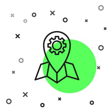 Beyaz arkaplanda siyah çizgi konum simgesi izole edildi. Vektör İllüstrasyonu