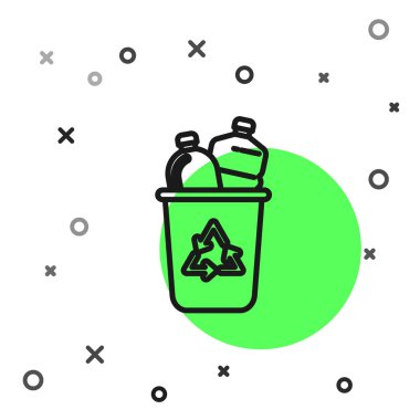 Beyaz arkaplanda izole edilmiş geri dönüşüm sembolü simgesi olan siyah çizgi geri dönüşüm kutusu. Çöp kutusu simgesi. Çöp kutusu tabelası. Geri dönüşüm sepeti işareti. Vektör İllüstrasyonu