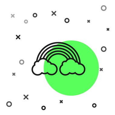 Siyah çizgi gökkuşağı beyaz arka planda izole edilmiş bulut simgesi. Vektör İllüstrasyonu