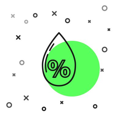 Siyah çizgi su bırakma yüzdesi simgesi beyaz arkaplanda izole edildi. Nem analizi. Vektör İllüstrasyonu