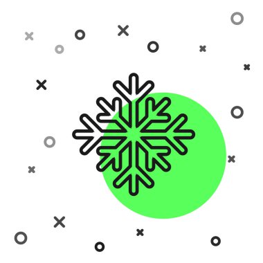 Beyaz arkaplanda siyah çizgi Kar Tanesi simgesi izole edildi. Vektör İllüstrasyonu