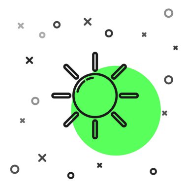 Siyah çizgi Sun simgesi beyaz arkaplanda izole edildi. Vektör İllüstrasyonu