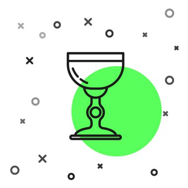 Siyah çizgi Yahudi kadeh ikonu beyaz arkaplanda izole edilmiş. Kiddush için Yahudi şarabı bardağı. Şabat için çerez kupası. Vektör İllüstrasyonu