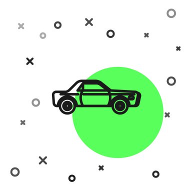 Siyah çizgili Sedan araba simgesi beyaz arkaplanda izole edildi. Vektör İllüstrasyonu