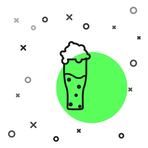 Linea Nera Icona Vetro Birra Isolata Sfondo Bianco Illustrazione Vettoriale — Vettoriale Stock
