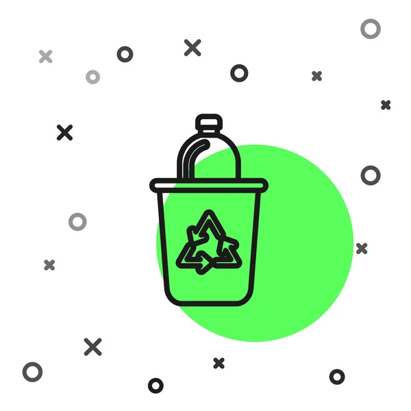 Черная Линия Recycle Корзины Иконкой Символа Утилизации Изолированы Белом Фоне — стоковый вектор