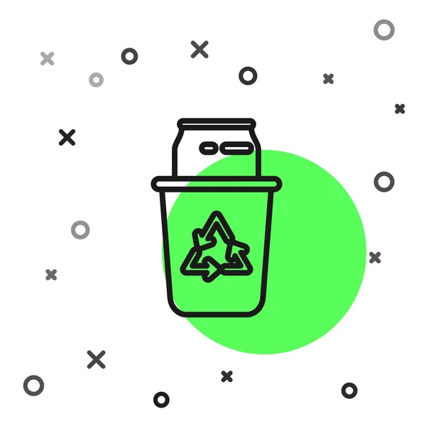 Μαύρη Γραμμή Ανακυκλώστε Δοχείο Σύμβολο Ανακύκλωσης Και Μπορεί Εικονίδιο Απομονωμένο — Διανυσματικό Αρχείο