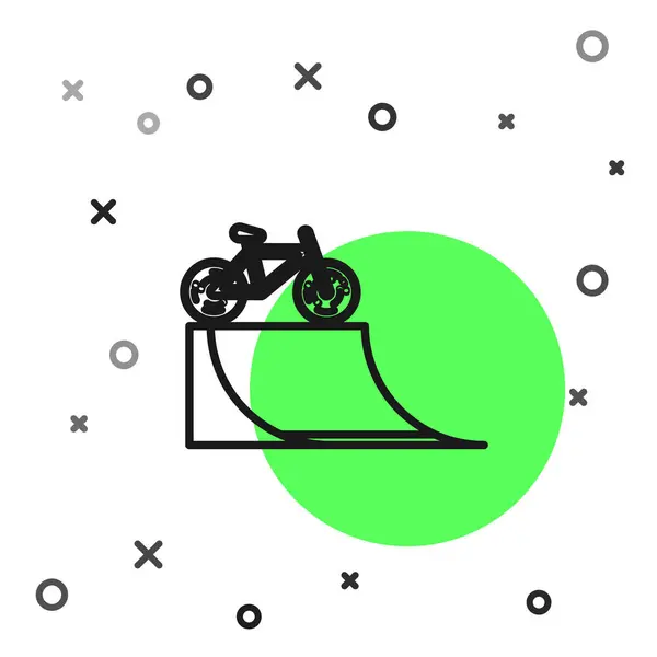 Schwarze Linie Fahrrad Auf Straßenrampe Symbol Isoliert Auf Weißem Hintergrund — Stockvektor