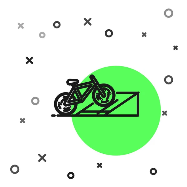 Svart Linje Cykel Gatan Ramp Ikon Isolerad Vit Bakgrund Skridskobana — Stock vektor