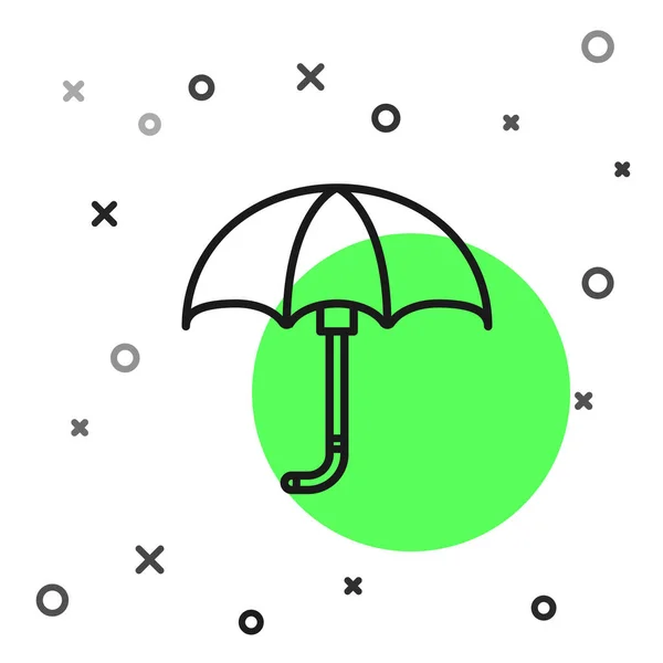 Black Line Classic Elegant Opened Umbrella Icon Isolated White Background — Stock Vector