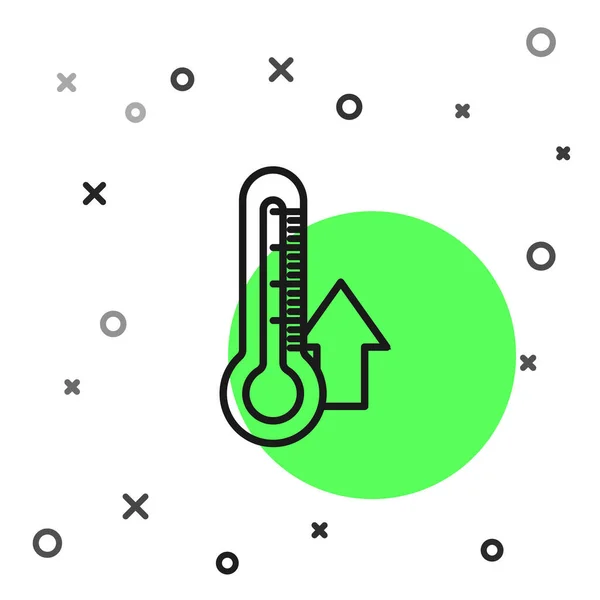 Zwarte Lijn Thermometer Pictogram Geïsoleerd Witte Achtergrond Vector Illustratie — Stockvector