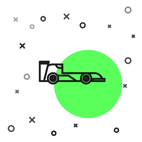Siyah Çizgi Formula Yarış Arabası Simgesi Beyaz Arkaplanda Izole Edildi — Stok Vektör