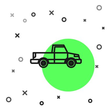 Siyah çizgi kamyonet ikonu beyaz arka planda izole edildi. Vektör İllüstrasyonu