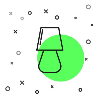 Beyaz arkaplanda siyah çizgi masa lambası simgesi izole edildi. Vektör İllüstrasyonu