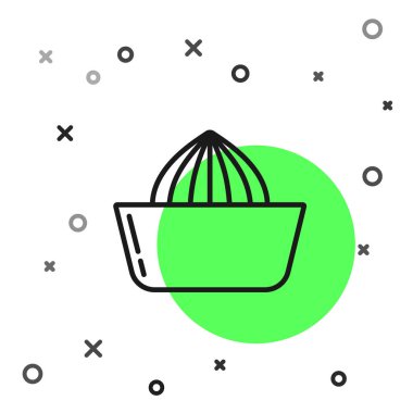 Beyaz arka planda siyah çizgi Citrus meyve sıkacağı ikonu izole edildi. Vektör İllüstrasyonu