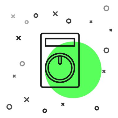 Siyah çizgi Akıllı ev simgesi beyaz arka planda yalıtılmış. Uzaktan kumanda. Vektör İllüstrasyonu