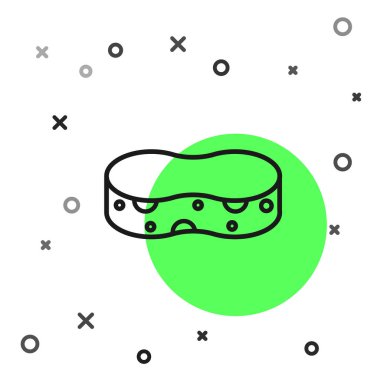 Siyah çizgi Sünger simgesi beyaz arkaplanda izole edildi. Bulaşık yıkamak için bir tutam Bast. Temizlik hizmeti konsepti. Vektör İllüstrasyonu