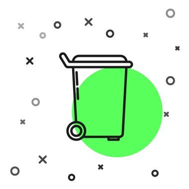 Siyah çizgi Çöp kutusu simgesi beyaz arkaplanda izole edildi. Çöp kutusu tabelası. Sepet simgesini geri dönüştür. Ofis çöpü ikonu. Vektör İllüstrasyonu