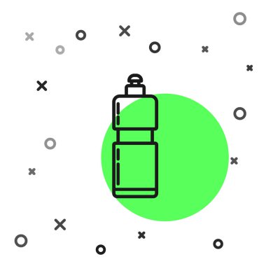 Siyah çizgi plastik şişe sıvı çamaşır deterjanı, çamaşır suyu, bulaşık deterjanı ya da beyaz arka planda izole edilmiş başka bir temizlik maddesi ikonu için. Vektör İllüstrasyonu