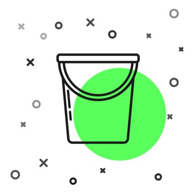 Beyaz arkaplanda siyah çizgi Bucket simgesi izole edildi. Vektör İllüstrasyonu