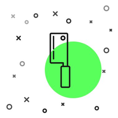 Siyah çizgi Et Helikopteri simgesi beyaz arkaplanda izole edildi. Et için mutfak bıçağı. Kasap bıçağı. Mutlu Cadılar Bayramı Partisi. Vektör İllüstrasyonu