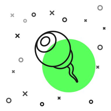 Siyah çizgi göz simgesi beyaz arkaplanda izole edildi. Mutlu Cadılar Bayramı Partisi. Vektör İllüstrasyonu