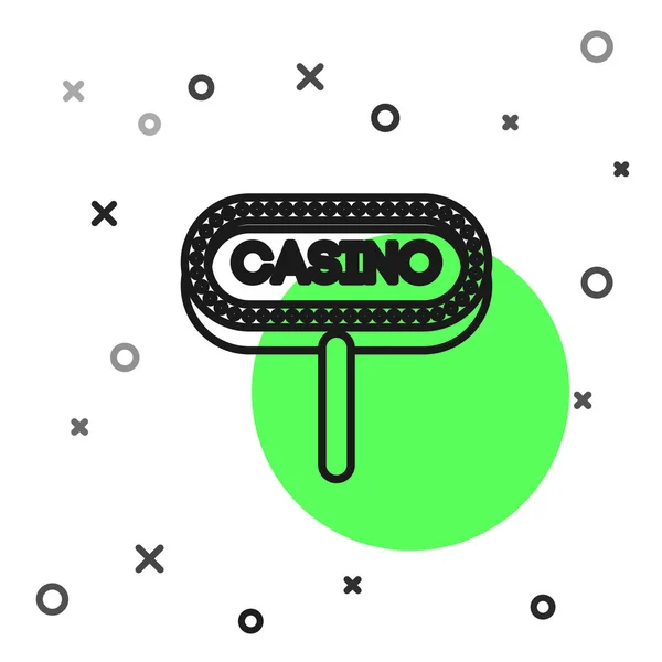 Ícone Tabuleta Casino Linha Preta Isolado Fundo Branco Ilustração Vetorial — Vetor de Stock