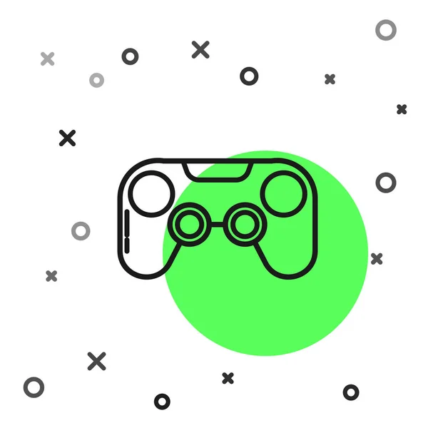 Schwarze Linie Gamepad Symbol Isoliert Auf Weißem Hintergrund Spielkontrolle Vektorillustration — Stockvektor