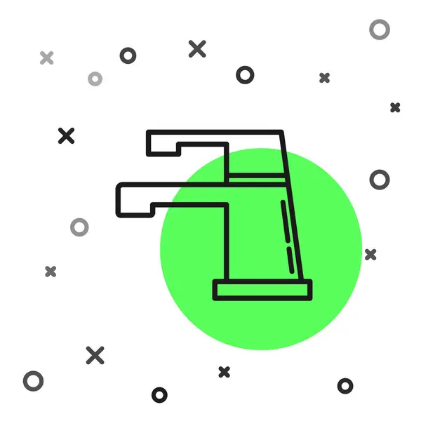 Schwarze Linie Wasserhahn Symbol Isoliert Auf Weißem Hintergrund Vektorillustration — Stockvektor
